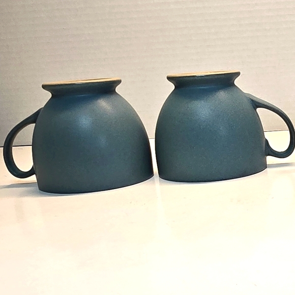 4 Set Denby Luxor Touquoise Blue 3" Footed Tea /Coffee Cups Handcrafted England - Picture 5 of 8